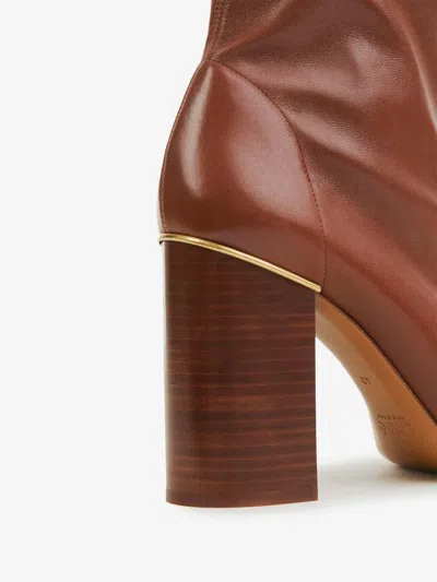 Chloé Cognac-coloured Ambre Ankle Boot In Smooth Elastic Leather