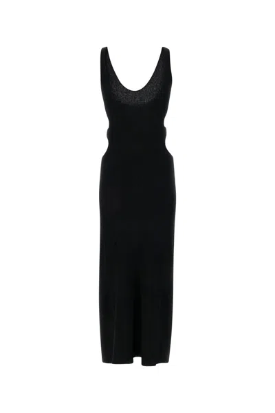 Chloé Cutout Crinkled Silk-linen Knit Maxi Dress In Black
