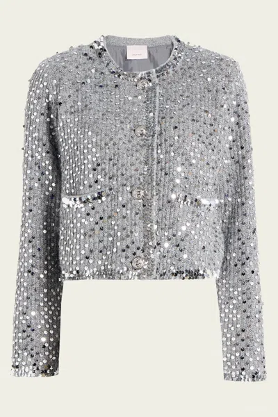 Cinq À Sept Benoit Embellished Jacket In Silver