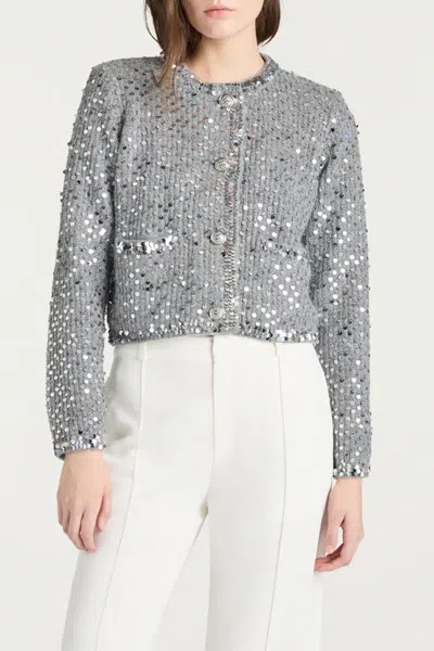 Cinq À Sept Benoit Embellished Jacket In Silver