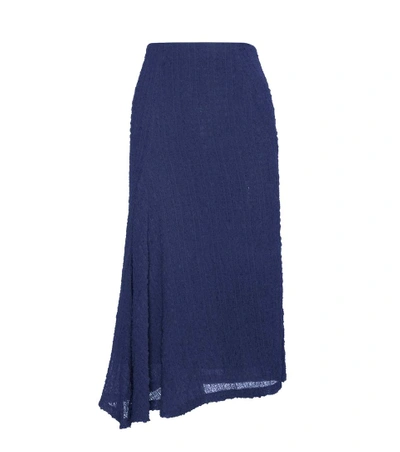 Shop Victoria Beckham Silk-seersucker Skirt In Blue