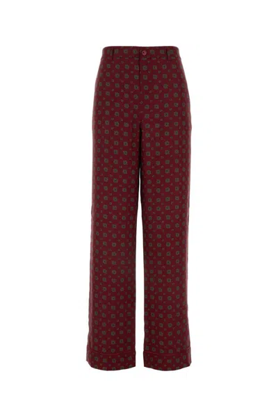 Moschino Pantalone In Seta Stampata Donna In Burgundy