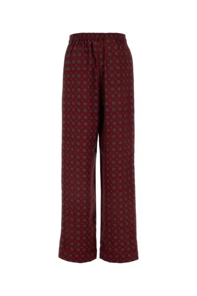 Moschino Pantalone In Seta Stampata Donna In Burgundy