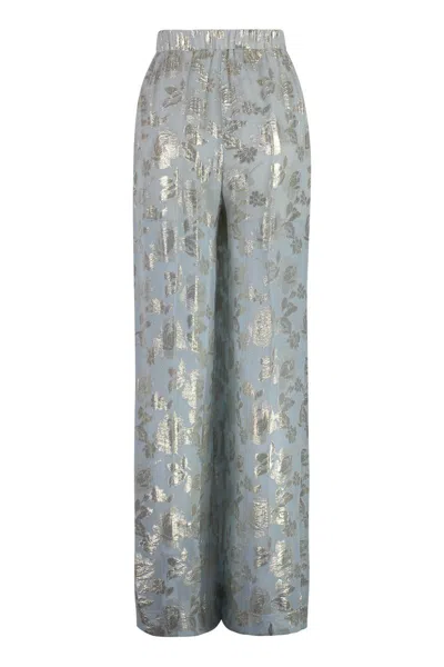 Nina Ricci Floral Palazzo Pants In Blue