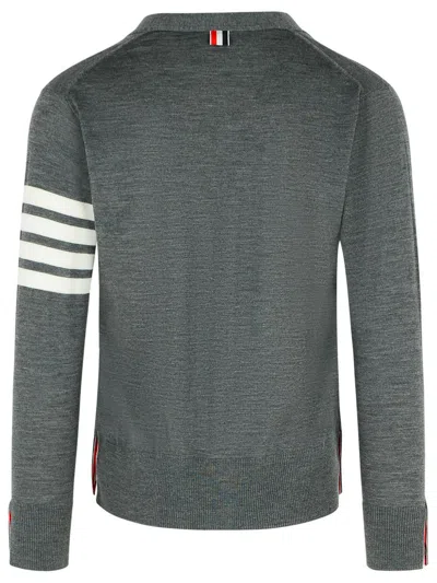 Thom Browne 4-bar Wool Fine Knit Cardigan In Grey