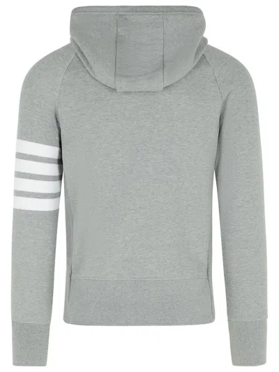 Thom Browne Mens Light Grey Striped Brand-patch Cotton-jersey Hoody In Grey