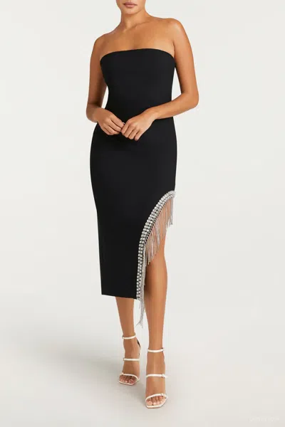 Cinq À Sept Rhinestone Fringe Sammy Dress In Black