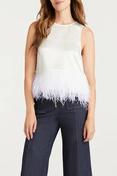 Cinq À Sept Smooth Satin Charisse Top In Ivory