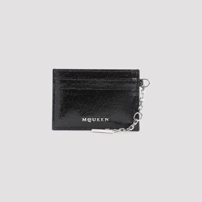 Alexander Mcqueen Sling Chain Crackled Leather Card Holder