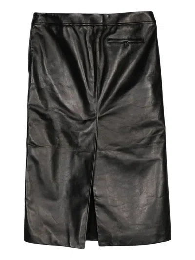 Alexander Mcqueen Low Waist Leather Skirt