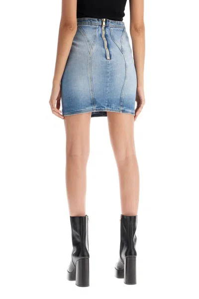 Balmain Buttoned Mini Denim Skirt