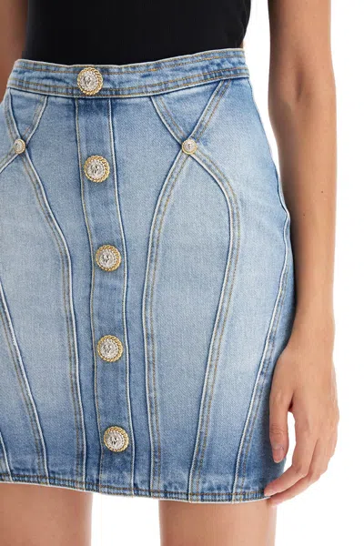 Balmain Buttoned Mini Denim Skirt