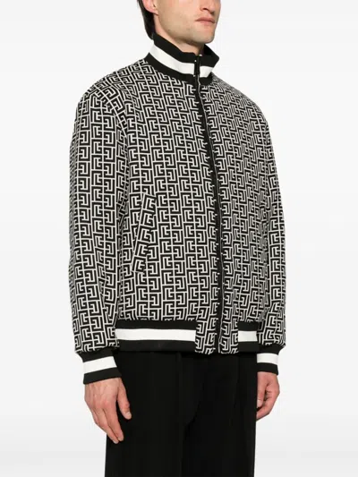 Balmain Black Monogram Reversible Bomber Jacket