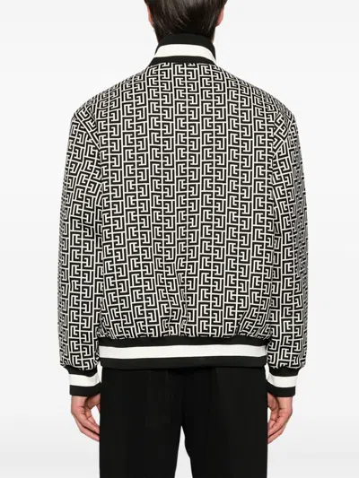 Balmain Black Monogram Reversible Bomber Jacket