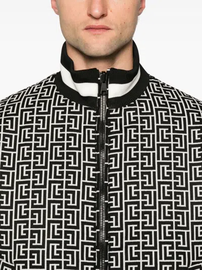Balmain Black Monogram Reversible Bomber Jacket