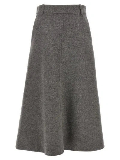 Brunello Cucinelli Grey Virgin Wool Flute Skirt