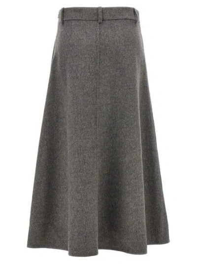 Brunello Cucinelli Grey Virgin Wool Flute Skirt