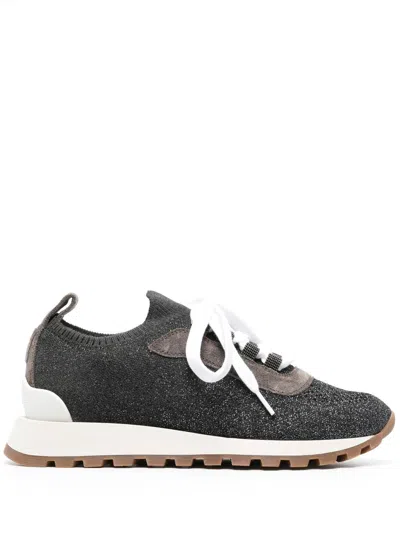 Brunello Cucinelli Glitter Finish Sneakers Contrast Sole