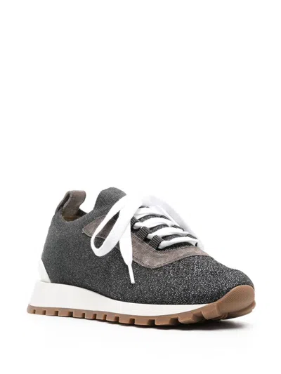 Brunello Cucinelli Glitter Finish Sneakers Contrast Sole