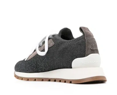 Brunello Cucinelli Glitter Finish Sneakers Contrast Sole