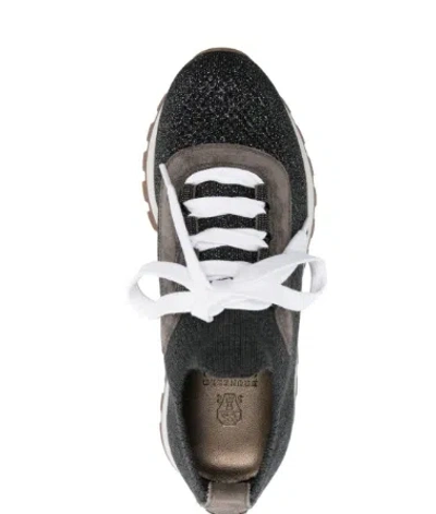 Brunello Cucinelli Glitter Finish Sneakers Contrast Sole
