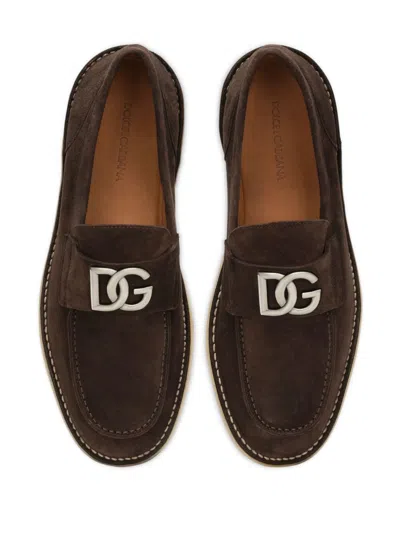 Dolce & Gabbana Loafer Aus Wildleder Mit Logo-schild
