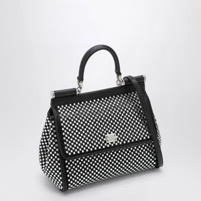 Dolce & Gabbana Black Sicily Medium Handbag With Crystals