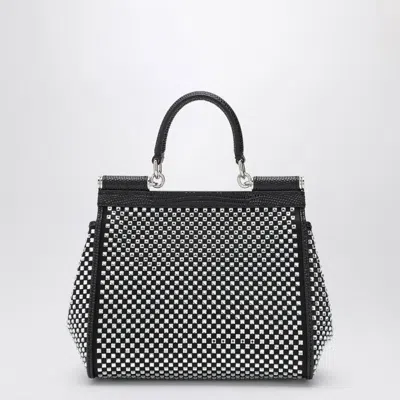 Dolce & Gabbana Black Sicily Medium Handbag With Crystals