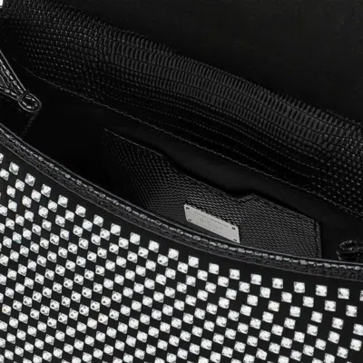 Dolce & Gabbana Black Sicily Medium Handbag With Crystals