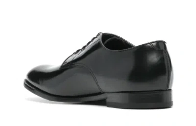 Doucal's Classic Black Derby Shoes Polished Finish In Calf Leather Man