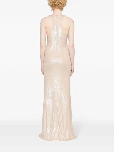 Elisabetta Franchi Women's Beige Sequin Straps Dress