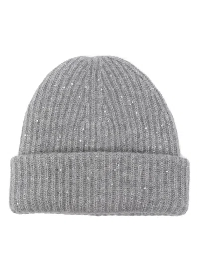 Fabiana Filippi Ribbed Knit Sequin Embellished Hat