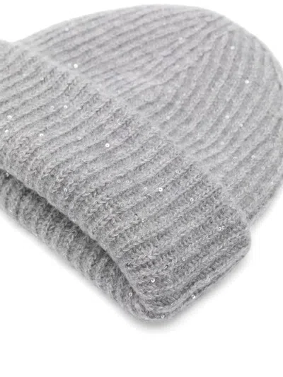Fabiana Filippi Ribbed Knit Sequin Embellished Hat