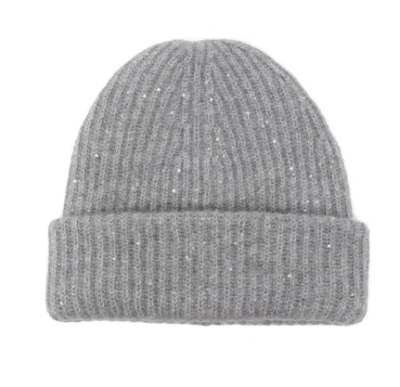 Fabiana Filippi Ribbed Knit Sequin Embellished Hat