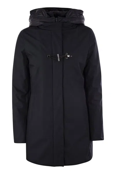 Fay Toggle Coat In Black Wool Blend Fabric