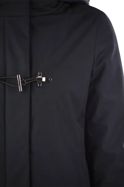 Fay Toggle Coat In Black Wool Blend Fabric