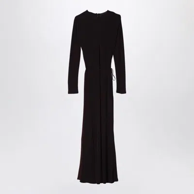 Fendi Draped Long Dress In Dark Purple Jersey