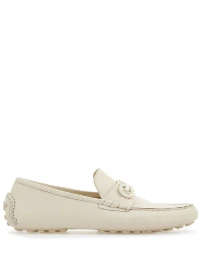 Ferragamo Stylish Round Toe Leather Loafers