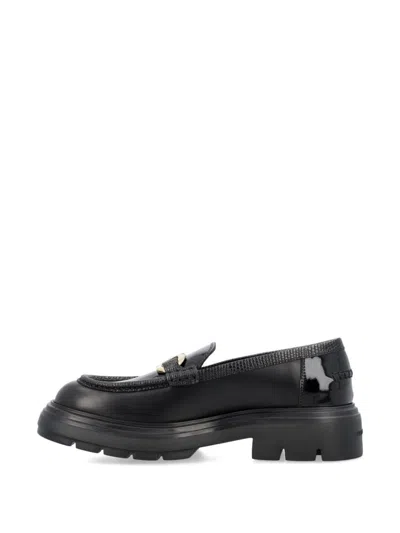 Ferragamo Brooke Loafers With Chunky Sole And Gold-tone Hardware In Black