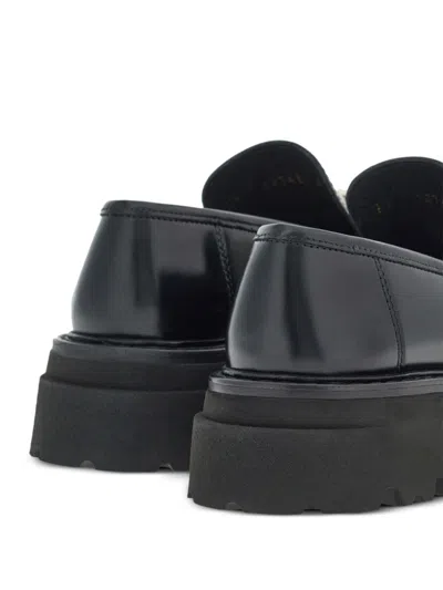 Ferragamo Gancini Hook-buckle Leather Loafers For Women In Black