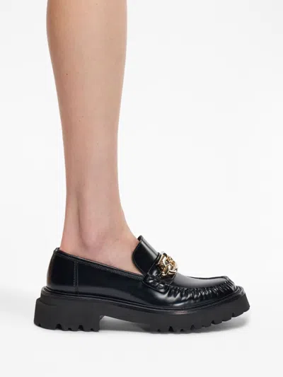 Ferragamo Gancini Hook-buckle Leather Loafers For Women In Black