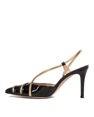 Gianvito Rossi Elegant Pointed Toe Leather Slingbacks With Stiletto Heel