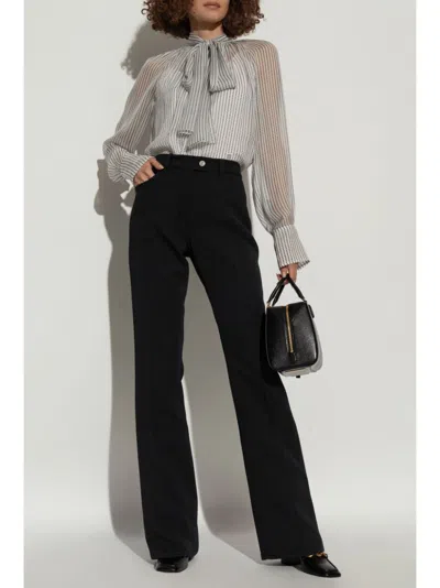 Givenchy Polka Dots Blouse In Silk Chiffon With Lavallière In Gray