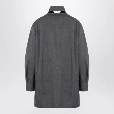 Jil Sander Grey Wool Shirt With Scarf