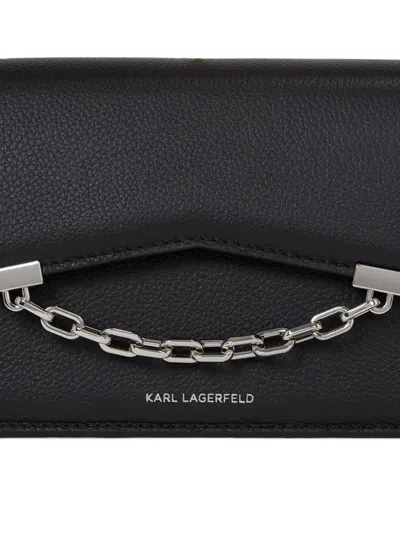 Karl Lagerfeld Seven Grainy Black Bag With Silver Logo
