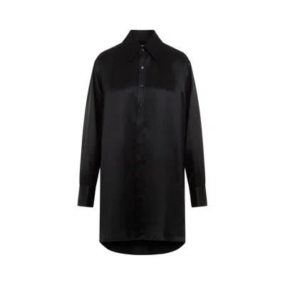 Maison Margiela Black Oversized Shirt With Oversized Collar In Silk Woman