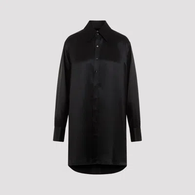 Maison Margiela Black Oversized Shirt With Oversized Collar In Silk Woman