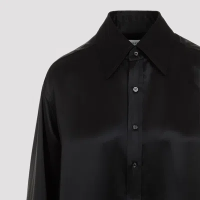 Maison Margiela Black Oversized Shirt With Oversized Collar In Silk Woman