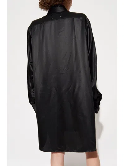 Maison Margiela Black Oversized Shirt With Oversized Collar In Silk Woman