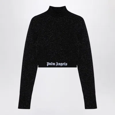 Palm Angels Crop Top In Black Viscose Blend